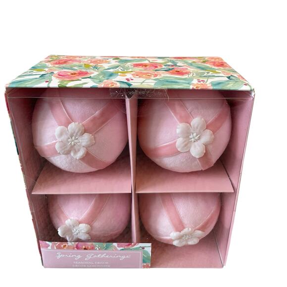 Spring Gatherings Pink Velvet Eggs Set of 4 Spring Easter Bowl Filler Decor NEW - Picture 9 of 10